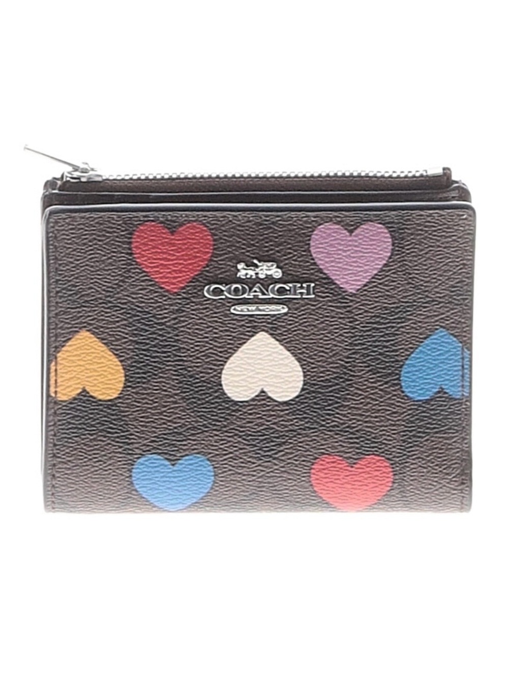 Coach heart print signature logo snap bifold wallet